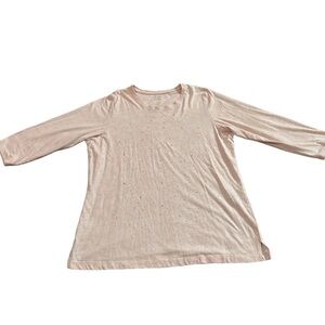 Alia Pink 3/4 Sleeve Top with Rhinestone Accents Women's Size Large